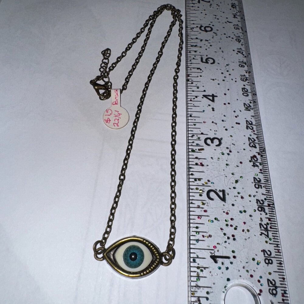 22 1/4" Brass All Seeing Eye Necklace